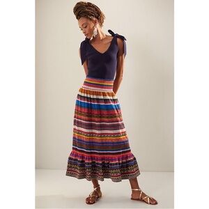 EUC Anthropologie Colorful Striped Maxi Skirt Medium